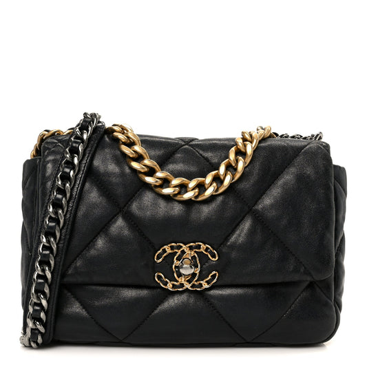 Lambskin Quilted Medium Chanel 19 Flap Black