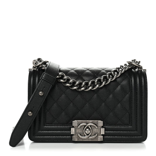 Caviar Quilted Small Boy Flap Black