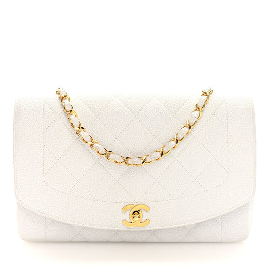 Caviar Quilted Medium Single Flap White