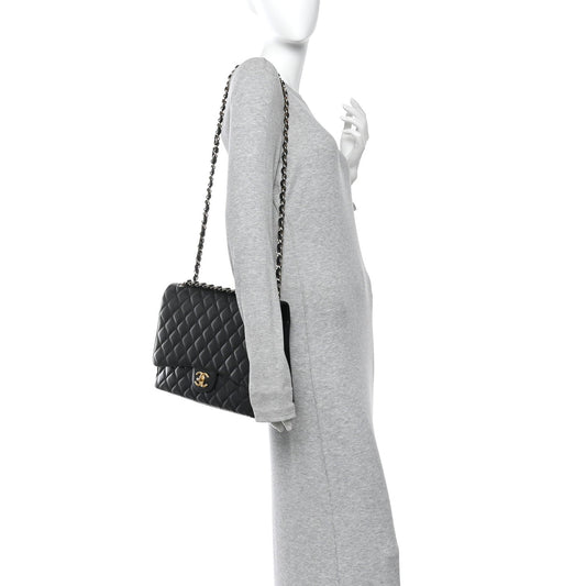 Caviar Quilted Maxi Double Flap Black