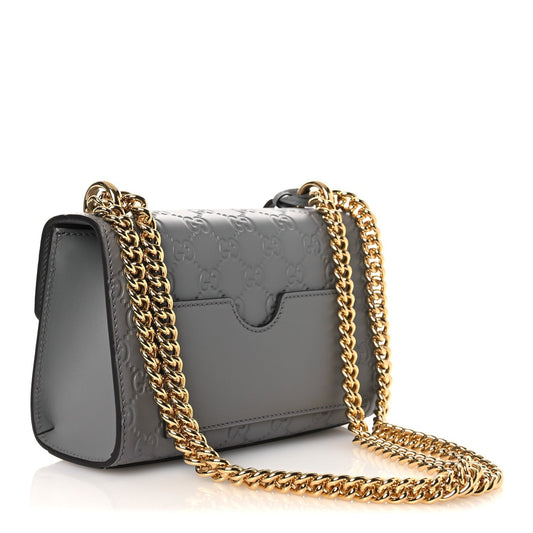 Guccissima Small Padlock Shoulder Bag Grey