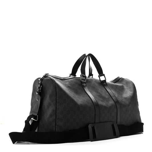 GG Supreme Monogram Medium Carry-On Duffle Bag Black Grey