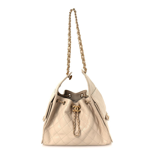 Caviar Quilted Small Chanel 25 Handbag Beige