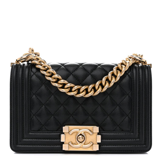 Caviar Quilted Small Boy Flap Black