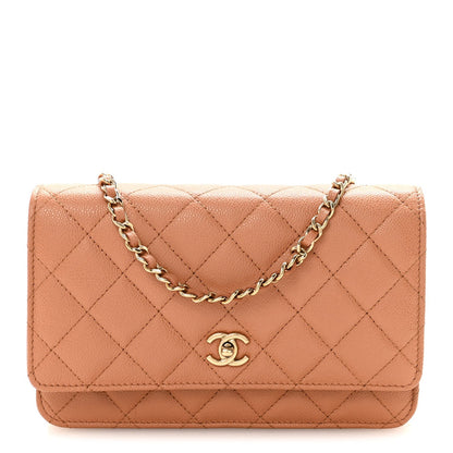 Caviar Quilted CC Turnlock Wallet On Chain WOC Brown