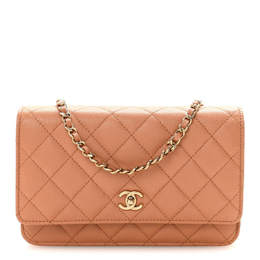 Caviar Quilted CC Turnlock Wallet On Chain WOC Brown