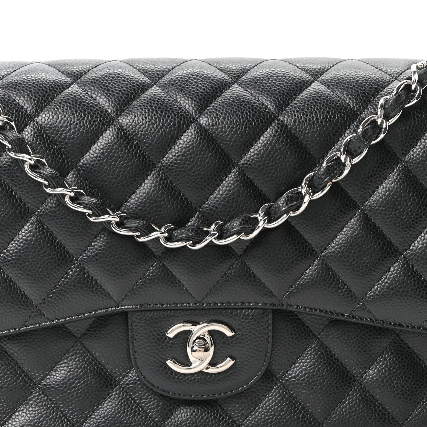 Caviar Quilted Jumbo Double Flap Black