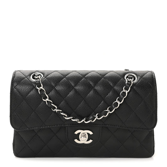 Caviar Quilted Small Double Flap Black