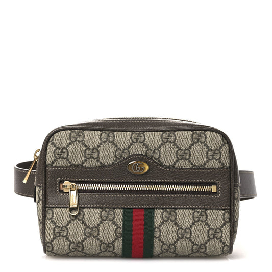 GG Supreme Monogram Web Small Ophidia Belt Bag 75 30 Dark Brown