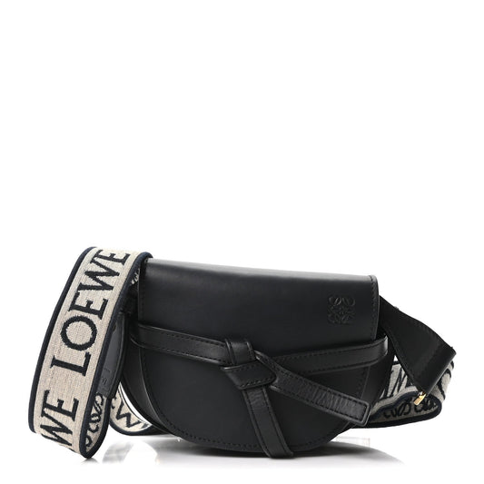 Calfskin Jacquard Mini Gate Dual Bag Black