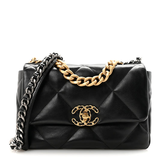 Lambskin Quilted Medium Chanel 19 Flap Black