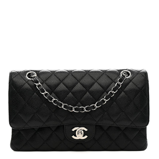 Caviar Quilted Medium Double Flap Black