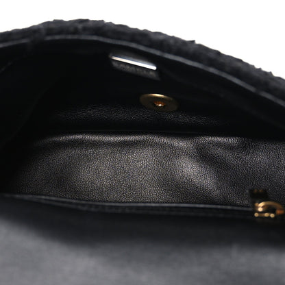 Tweed Quilted Mini Square Flap Black