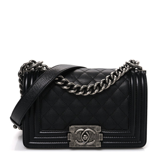 Caviar Quilted Small Boy Flap Black