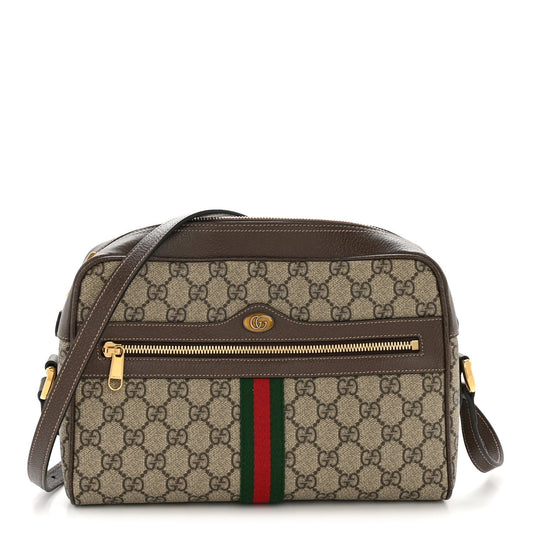 GG Supreme Monogram Web Small Ophidia Shoulder Bag Brown
