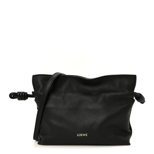 Calfskin Mini Flamenco Knot Clutch Black