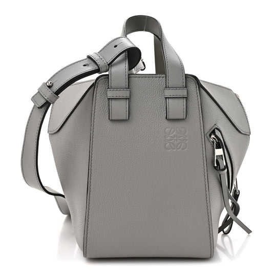Grained Calfskin Mini Hammock Shoulder Bag Pearl Grey