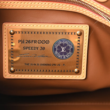 Calfskin Embroidered Monogram Speedy P9 Bandouliere 30 Golden Lotus Purple