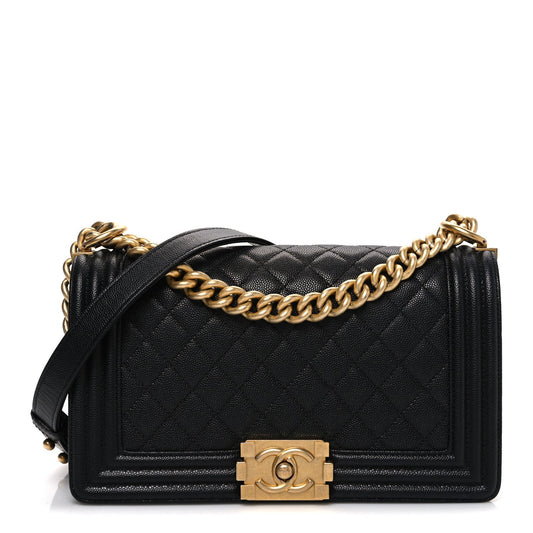 Caviar Quilted Medium Boy Flap Black