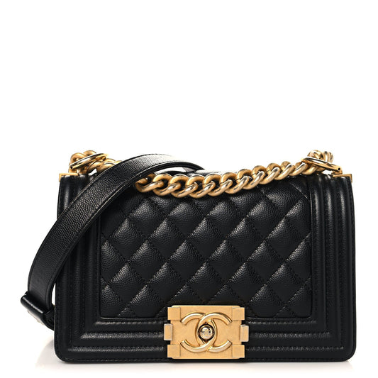 Caviar Quilted Small Boy Flap Black