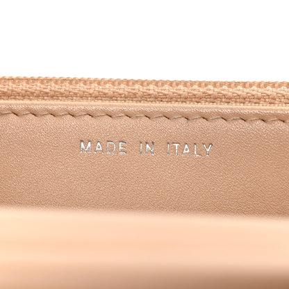Patent Calfskin Chevron Quilted Wallet On Chain WOC Beige