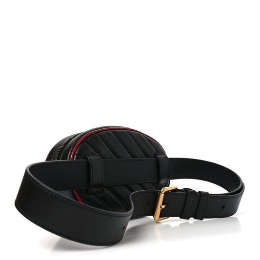 Azalea Calfskin Matelasse Diagonal Torchon GG Marmont Belt Bag 75 30 Black Romantic Cerise