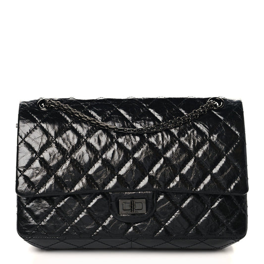 Glazed Calfskin Quilted 2.55 Reissue 226 Flap So Black