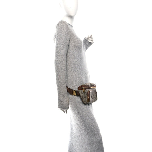 GG Supreme Monogram Textured Calfskin Retro Interlocking G Belt Bag Beige Ebony Brown Sugar