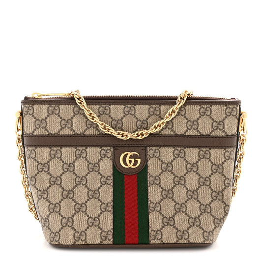 GG Supreme Monogram Web Ophidia Chain Shoulder Bag Brown