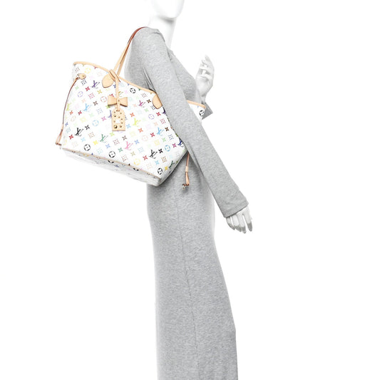 LV X TM Monogram Multicolor Neverfull MM White
