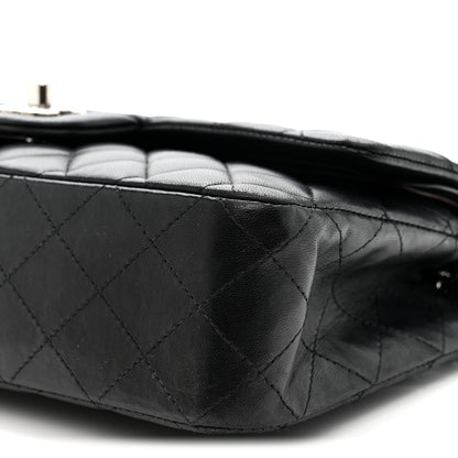Lambskin Quilted Medium Double Flap Black