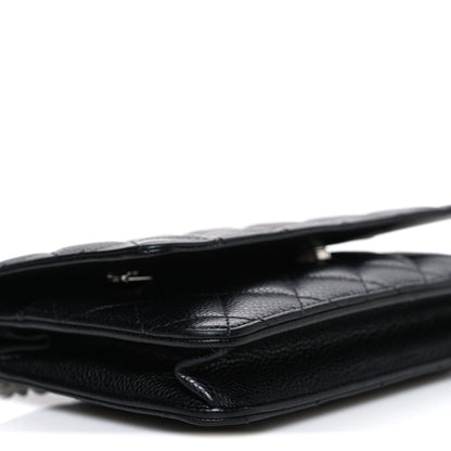 Caviar Quilted Wallet on Chain WOC Black