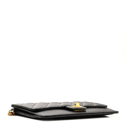Aged Calfskin Quilted 2.55 Reissue Pouch With Chain Handle Black