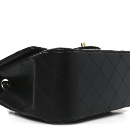 Lambskin Quilted Mini Square Flap Black
