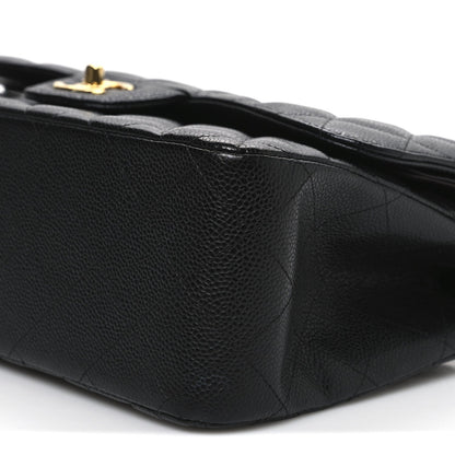 Caviar Quilted Jumbo Double Flap Black