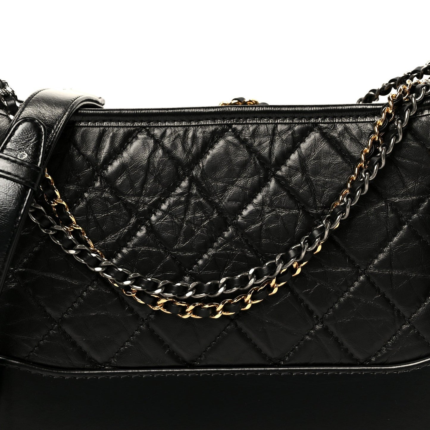 Aged Calfskin Quilted New Medium Gabrielle Hobo Black