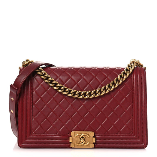 Lambskin Quilted New Medium Boy Flap Red