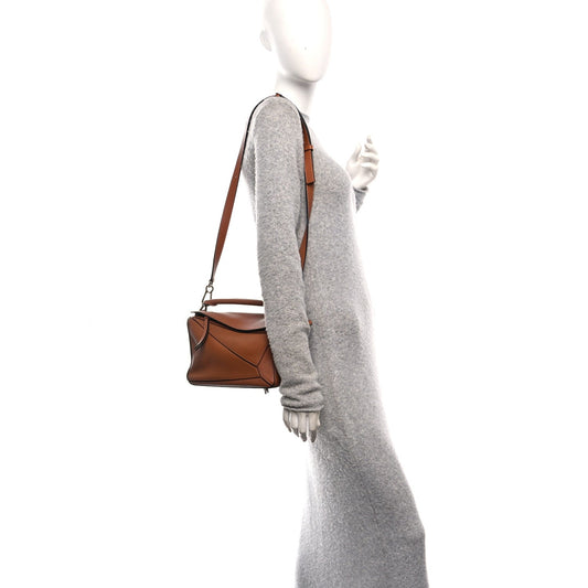 Grained Calfskin Small Puzzle Bag Tan