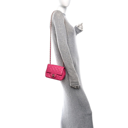 Lambskin Quilted Mini Square Flap Pink