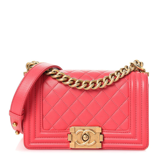 Caviar Quilted Small Boy Flap Pink
