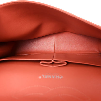 Lambskin Quilted Jumbo Double Flap Orange