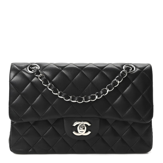 Lambskin Quilted Small Double Flap Black