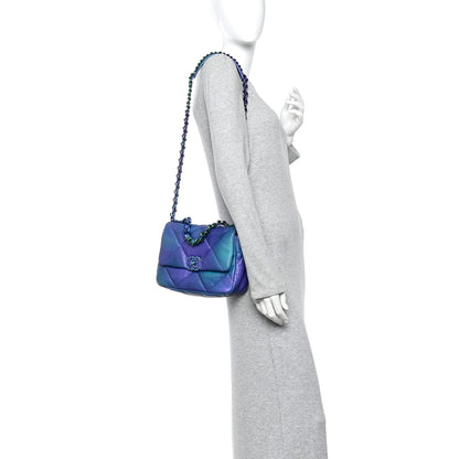 Tie Dye Calfskin Quilted Medium Chanel 19 Flap Blue Purple