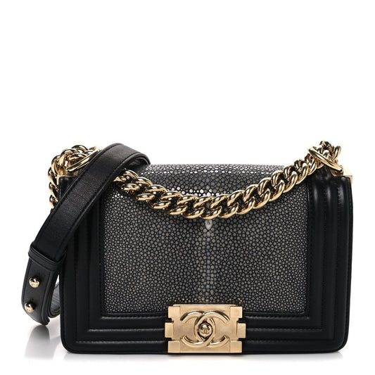 Galuchat Stingray Small Boy Flap Black