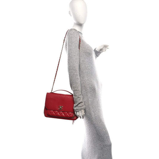 Caviar Quilted Large Business Affinity Flap Red