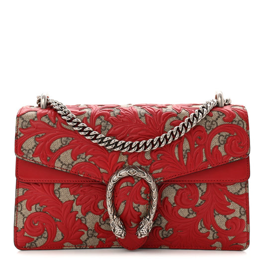GG Supreme Monogram Arabesque Dionysus Shoulder Bag Hibiscus Red