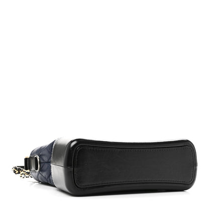 Aged Calfskin Quilted Medium Gabrielle Hobo Navy Black