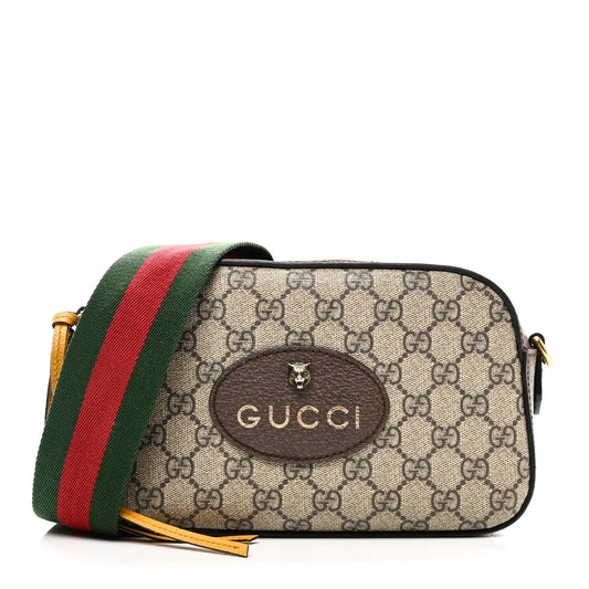 GG Supreme Monogram Web Neo Vintage Shoulder Bag Beige New Acero Crop
