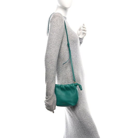 Mellow Nappa Lambskin Jade Mini Flamenco Knot Clutch Emerald Green